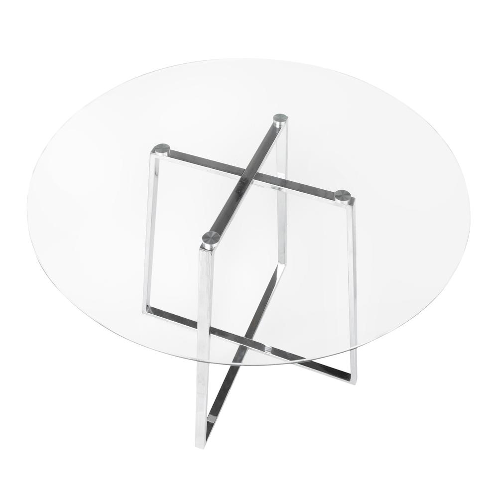 Chrome, Clear Glass Cosmo Dining Table. Picture 6