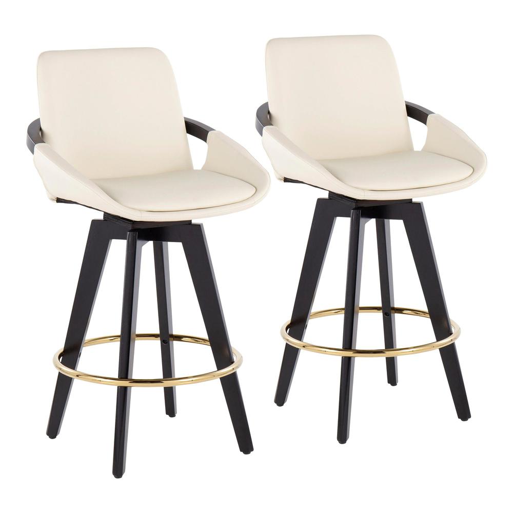 Black Cosmo Swivel Fixed-Height Counter Stool - Set of 2. Picture 1