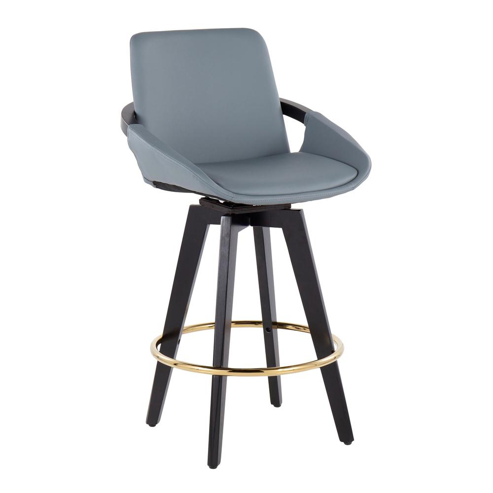 Black Cosmo Swivel Fixed-Height Counter Stool - Set of 2. Picture 2