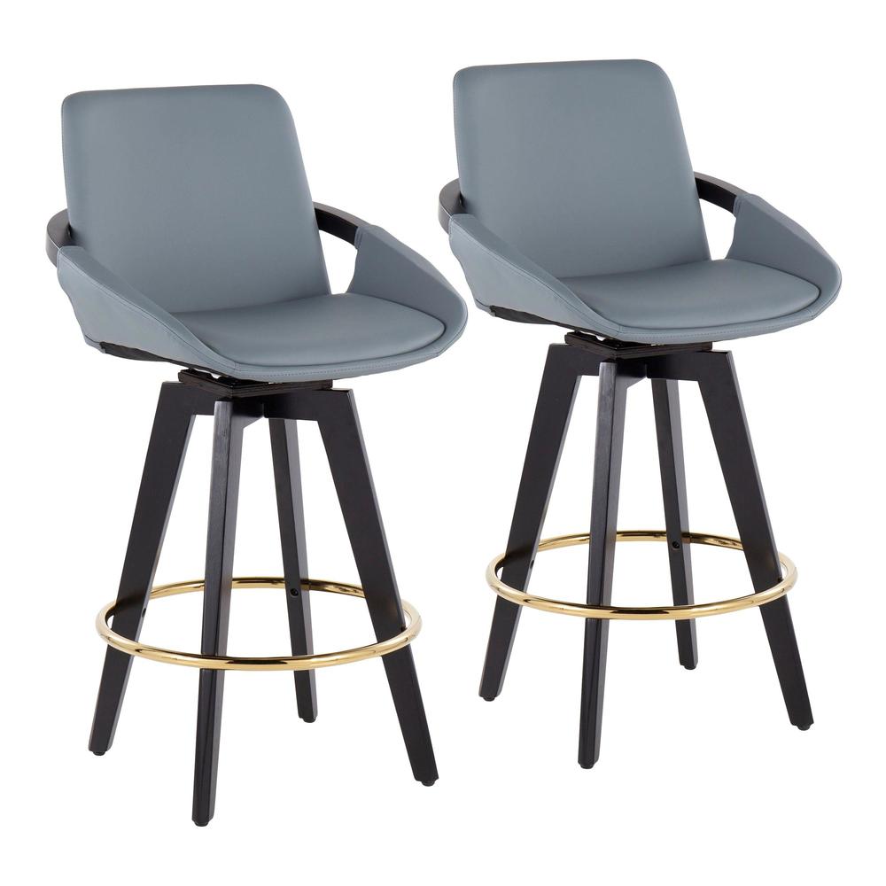 Black Cosmo Swivel Fixed-Height Counter Stool - Set of 2. Picture 1