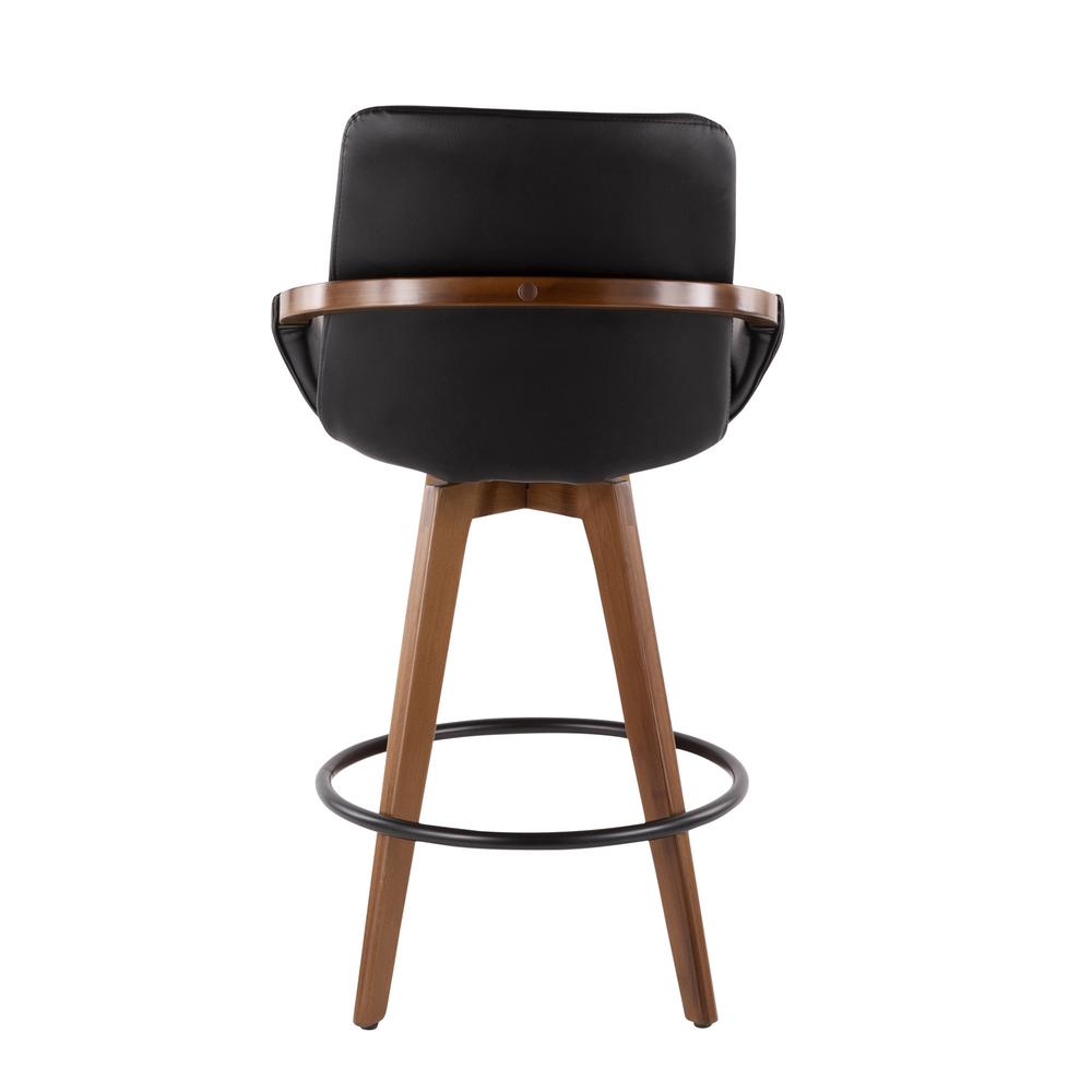 Walnut Bamboo, Black PU, Black Metal Cosmo Counter Stool. Picture 2