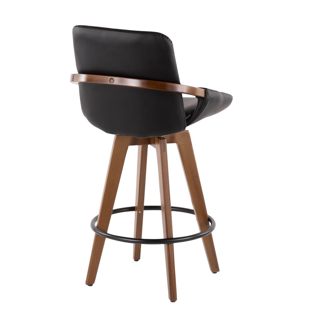Walnut Bamboo, Black PU, Black Metal Cosmo Counter Stool. Picture 3