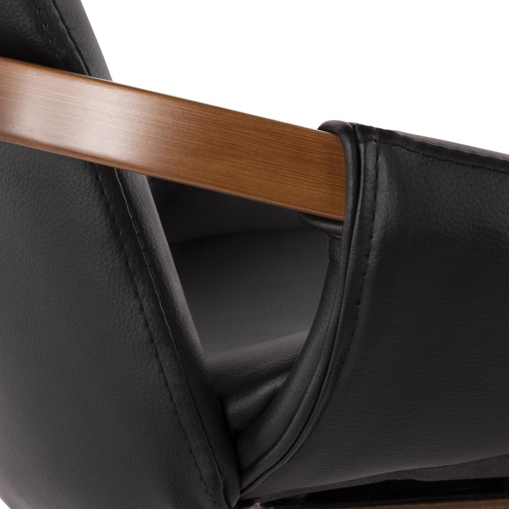 Walnut Bamboo, Black PU, Black Metal Cosmo Counter Stool. Picture 4