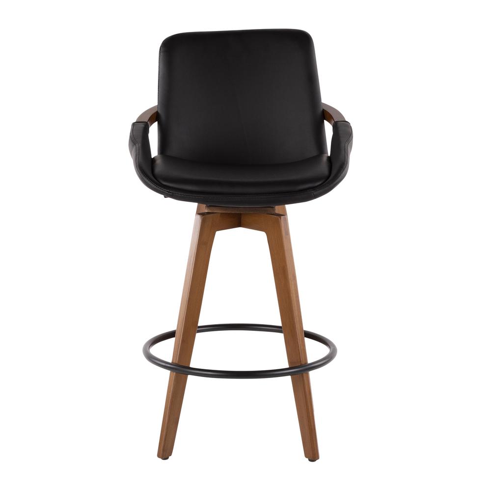 Walnut Bamboo, Black PU, Black Metal Cosmo Counter Stool. Picture 6