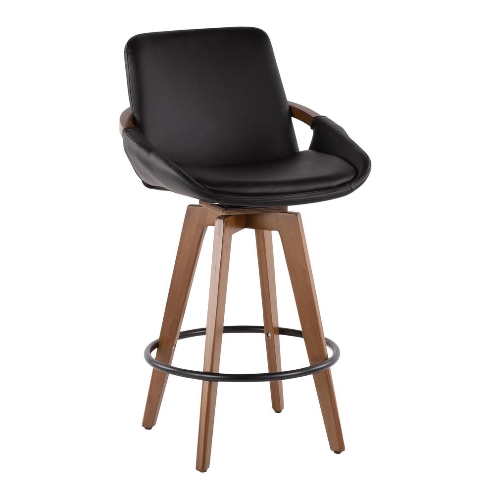 Walnut Bamboo, Black PU, Black Metal Cosmo Counter Stool. Picture 7