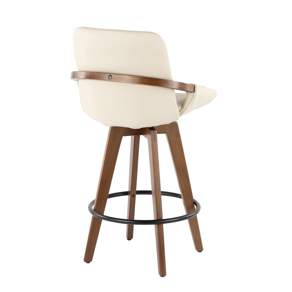 Walnut Bamboo, Cream PU, Black Metal Cosmo Counter Stool. Picture 3