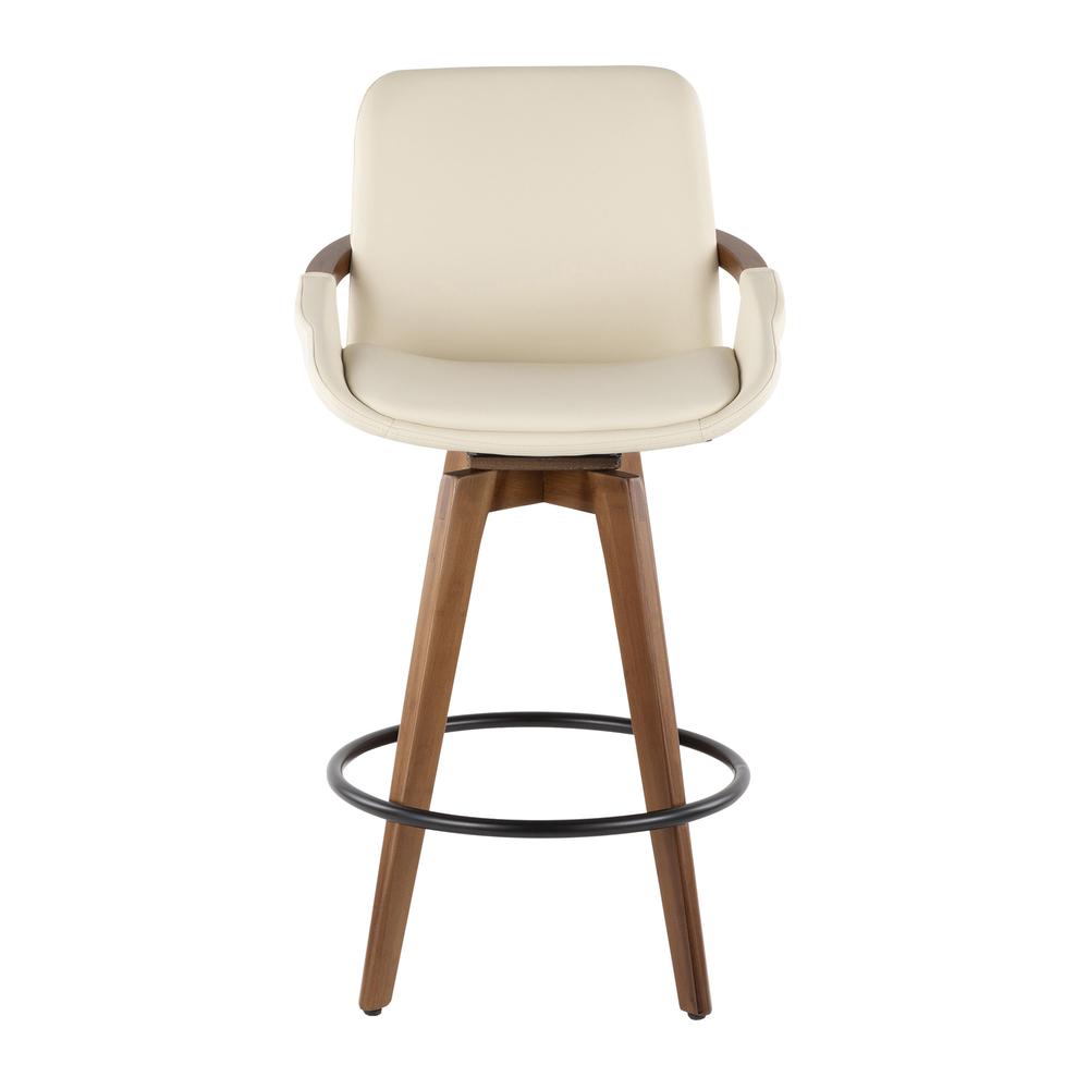 Walnut Bamboo, Cream PU, Black Metal Cosmo Counter Stool. Picture 6