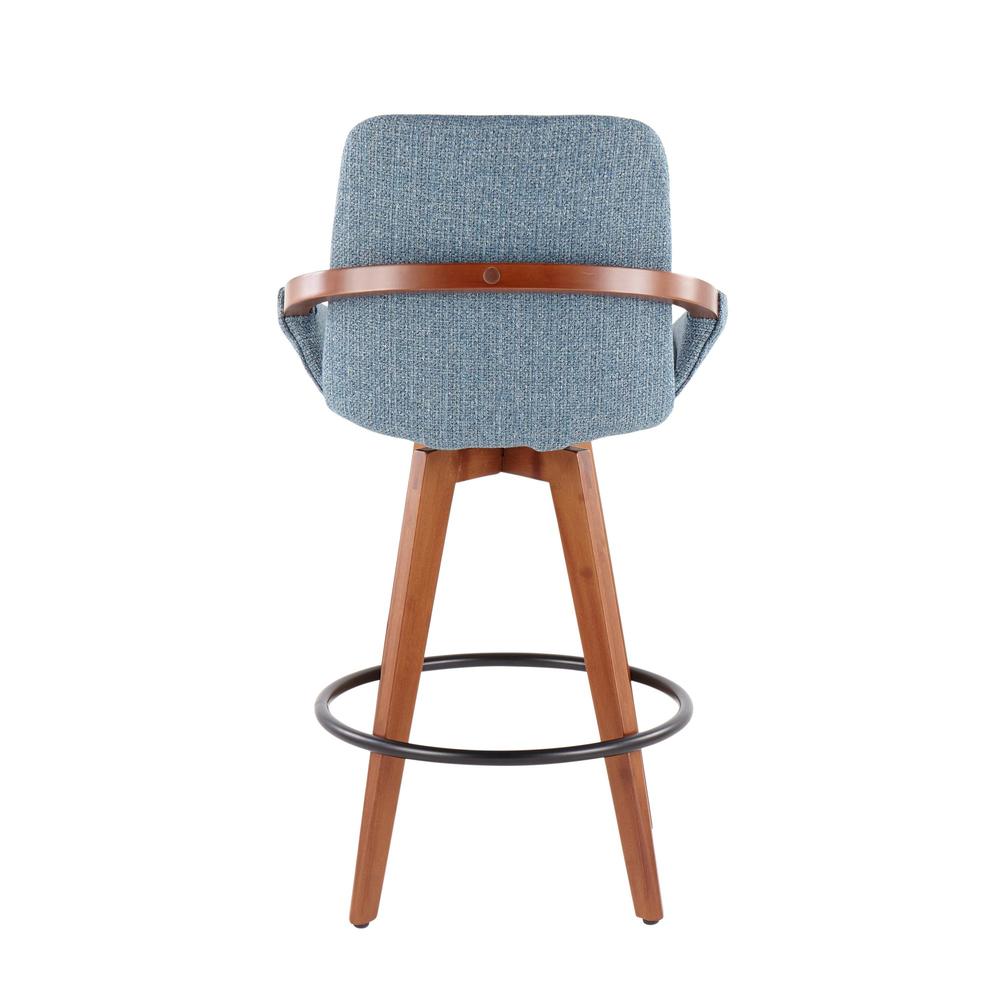 Walnut Bamboo, Blue Noise Fabric, Black Metal Cosmo Counter Stool. Picture 4