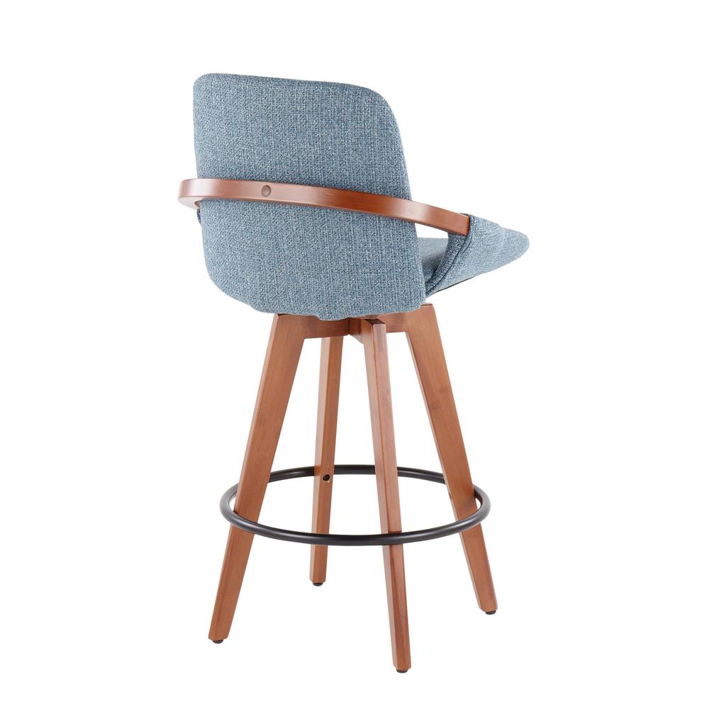 Walnut Bamboo, Blue Noise Fabric, Black Metal Cosmo Counter Stool. Picture 3