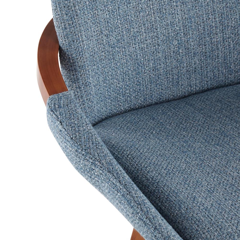 Walnut Bamboo, Blue Noise Fabric, Black Metal Cosmo Counter Stool. Picture 7