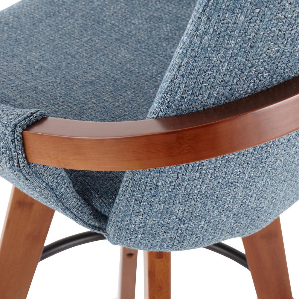 Walnut Bamboo, Blue Noise Fabric, Black Metal Cosmo Counter Stool. Picture 8