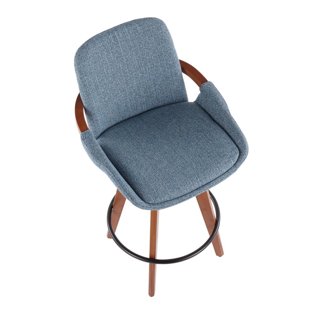 Walnut Bamboo, Blue Noise Fabric, Black Metal Cosmo Counter Stool. Picture 6