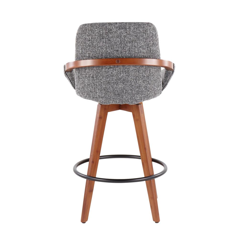 Walnut Bamboo, Grey Noise Fabric, Black Metal Cosmo Counter Stool. Picture 4