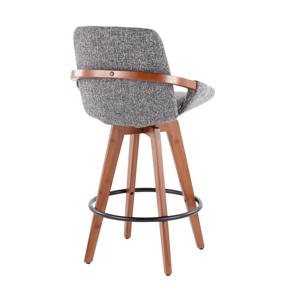 Walnut Bamboo, Grey Noise Fabric, Black Metal Cosmo Counter Stool. Picture 3