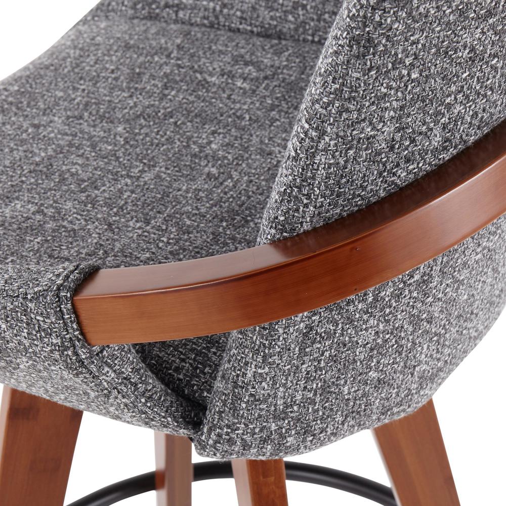Walnut Bamboo, Grey Noise Fabric, Black Metal Cosmo Counter Stool. Picture 8