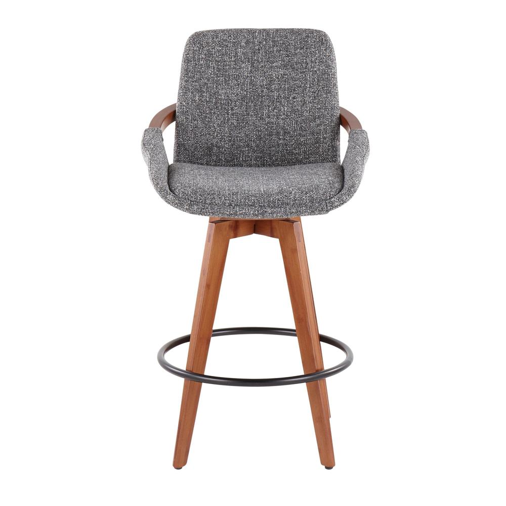 Walnut Bamboo, Grey Noise Fabric, Black Metal Cosmo Counter Stool. Picture 5