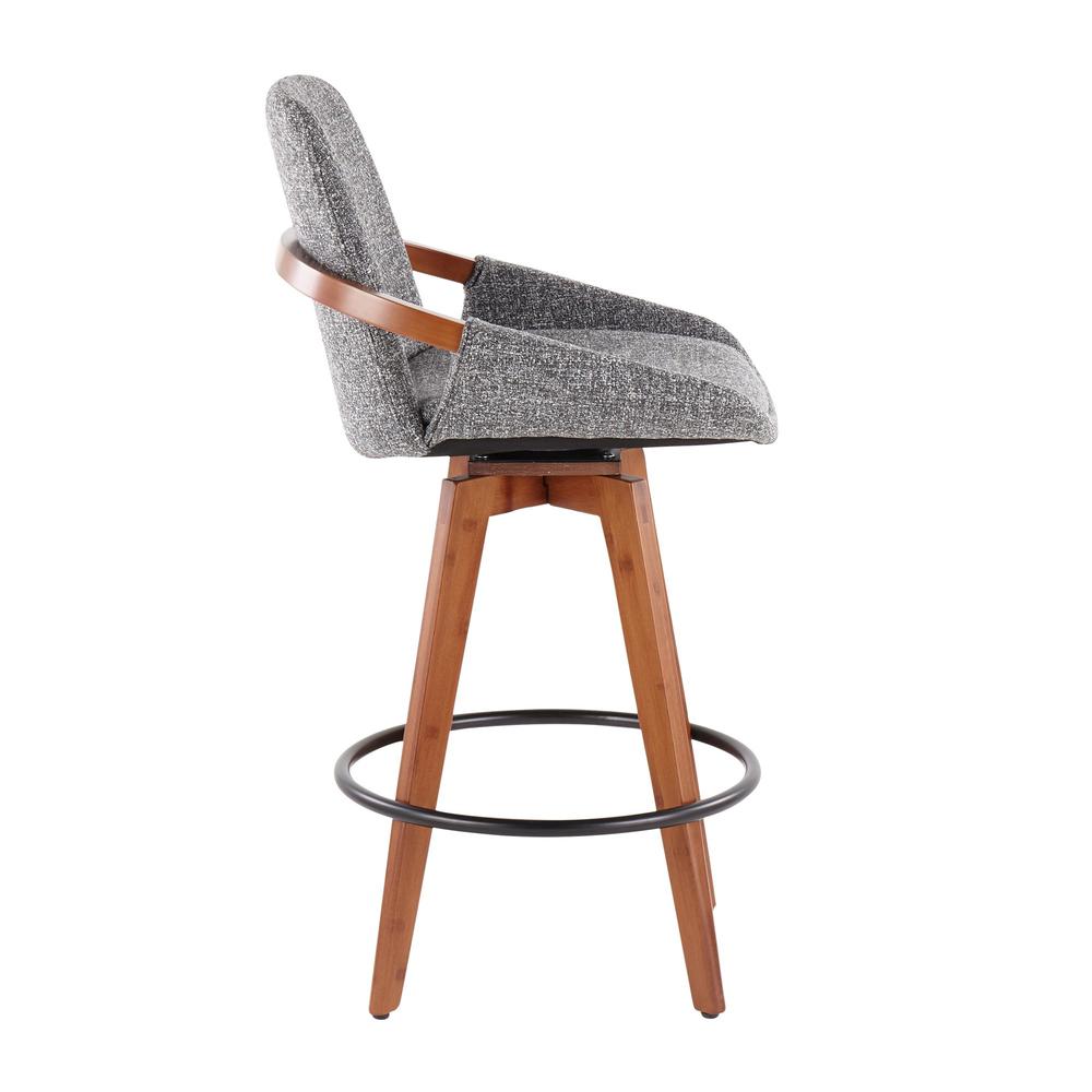 Walnut Bamboo, Grey Noise Fabric, Black Metal Cosmo Counter Stool. Picture 2