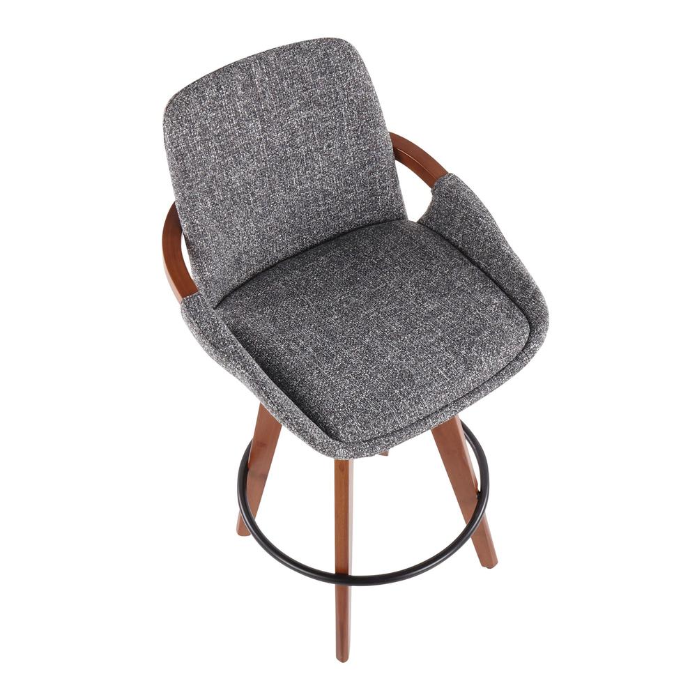 Walnut Bamboo, Grey Noise Fabric, Black Metal Cosmo Counter Stool. Picture 6