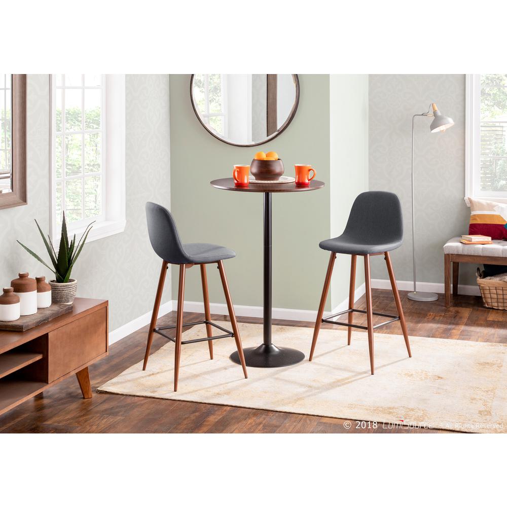 Pebble Mid-Century Modern Counter Stool in Walnut and Blue - Set of 2. Picture 10