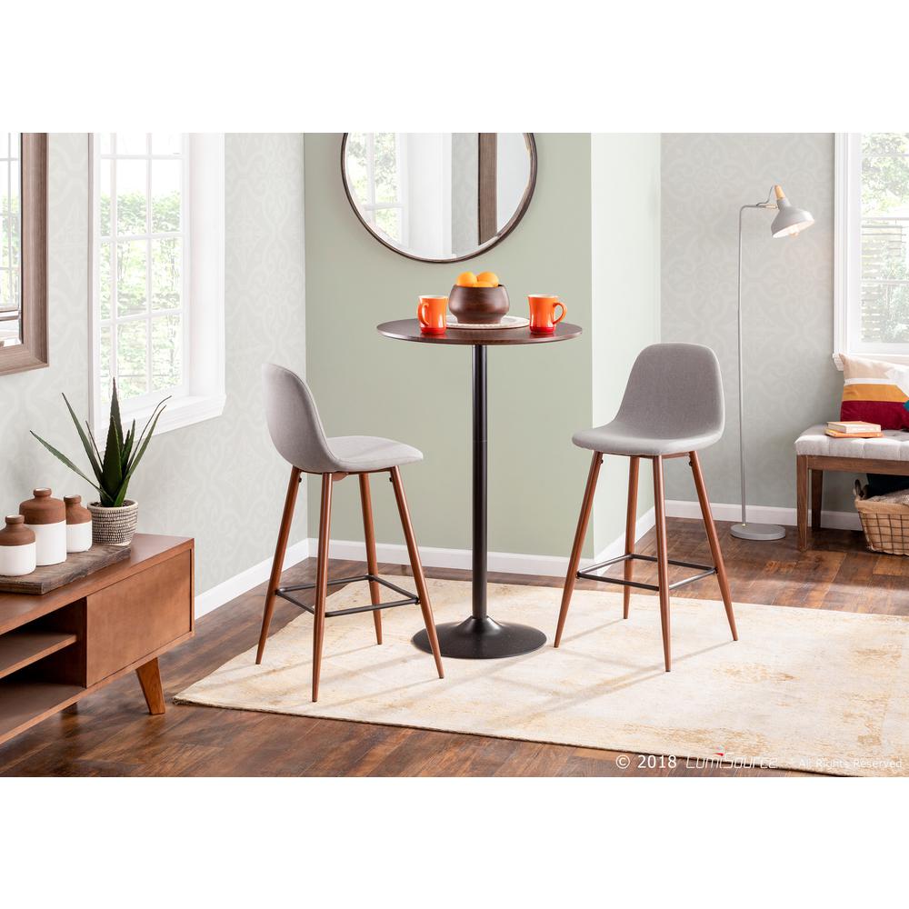 Pebble Mid-Century Modern Counter Stool in Walnut and Light Grey - Set of 2. Picture 8