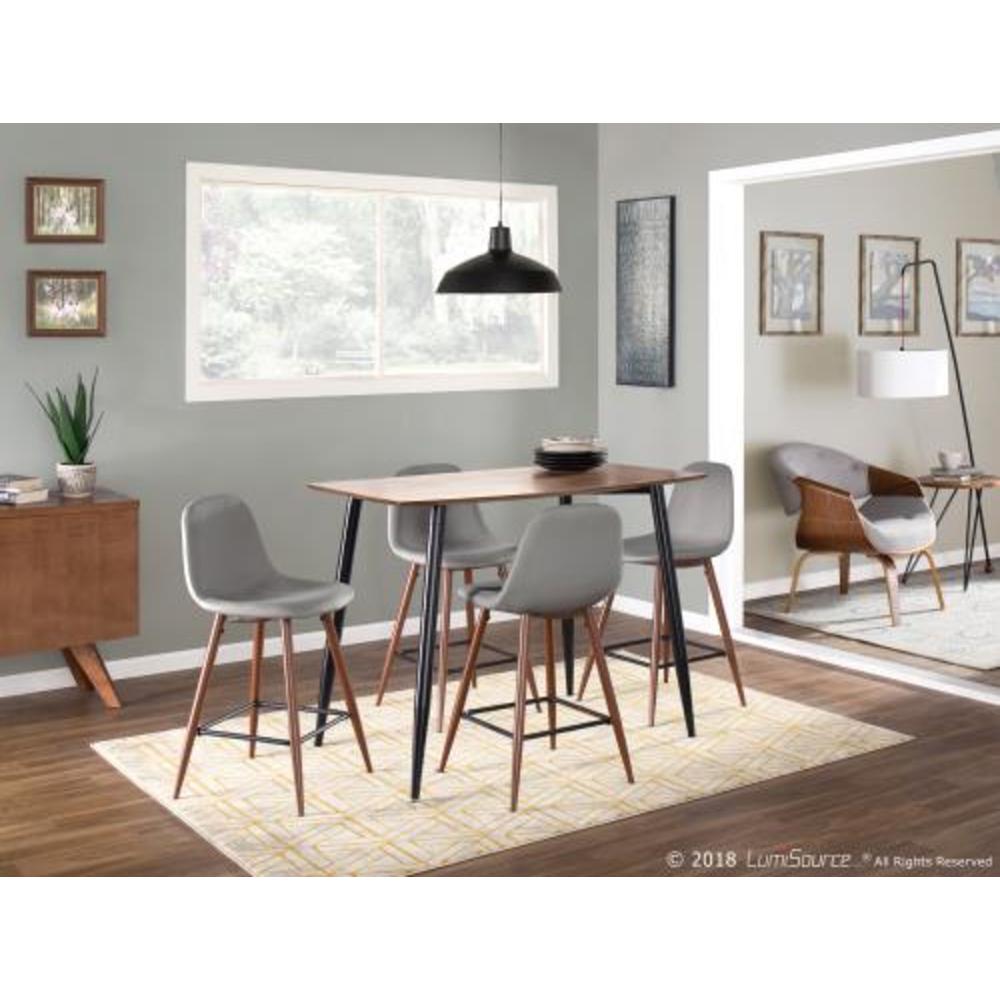 Pebble Mid-Century Modern Counter Stool in Walnut and Light Grey - Set of 2. Picture 9