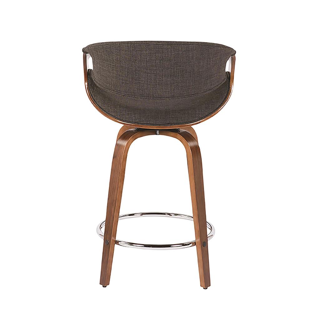 Walnut Wood, Charcoal Fabric, Chrome Curvini 24'' Counter Stool - Set of 2. Picture 5