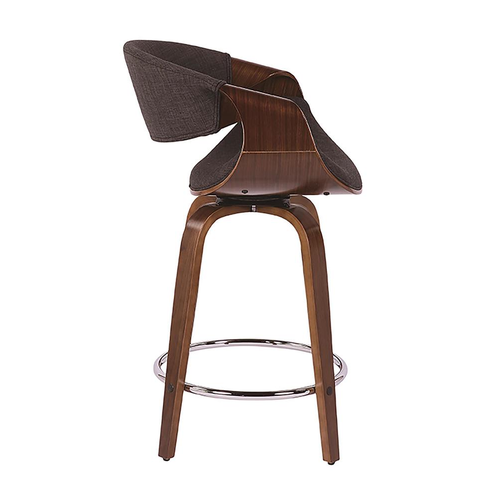 Walnut Wood, Charcoal Fabric, Chrome Curvini 24'' Counter Stool - Set of 2. Picture 3