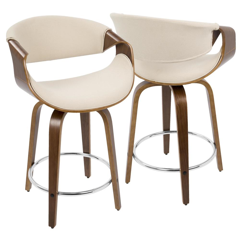 Brown Curvini 24'' Fixed Height Counter Stool - Set of 2. Picture 2