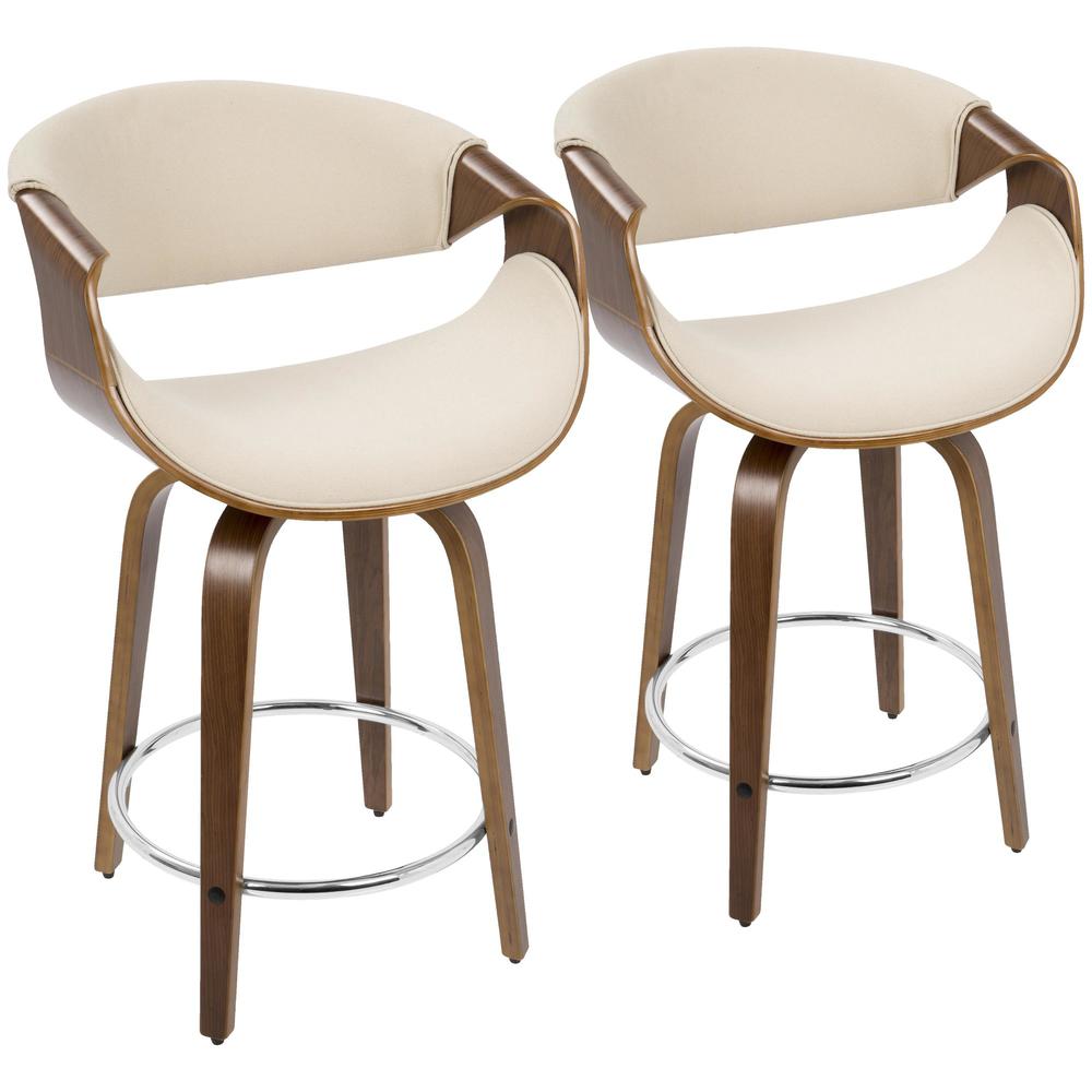 Brown Curvini 24'' Fixed Height Counter Stool - Set of 2. Picture 1