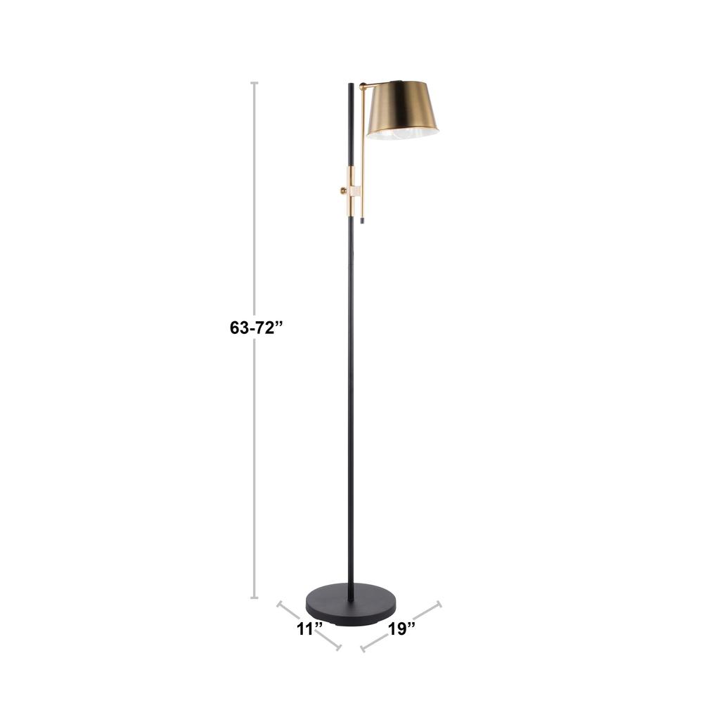 Metric Industrial Floor Lamp in Black and Antique Brass. Picture 14