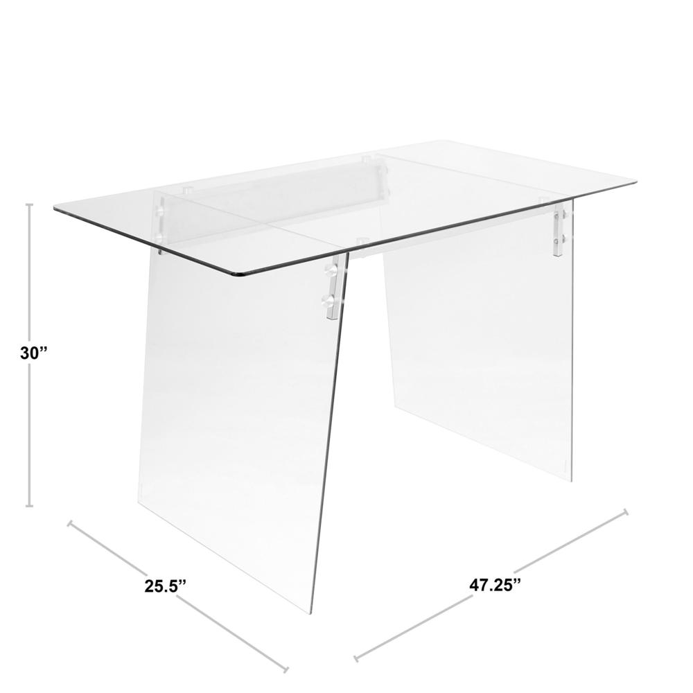 Glacier Contemporary Desk in Clear and Chrome. Picture 9