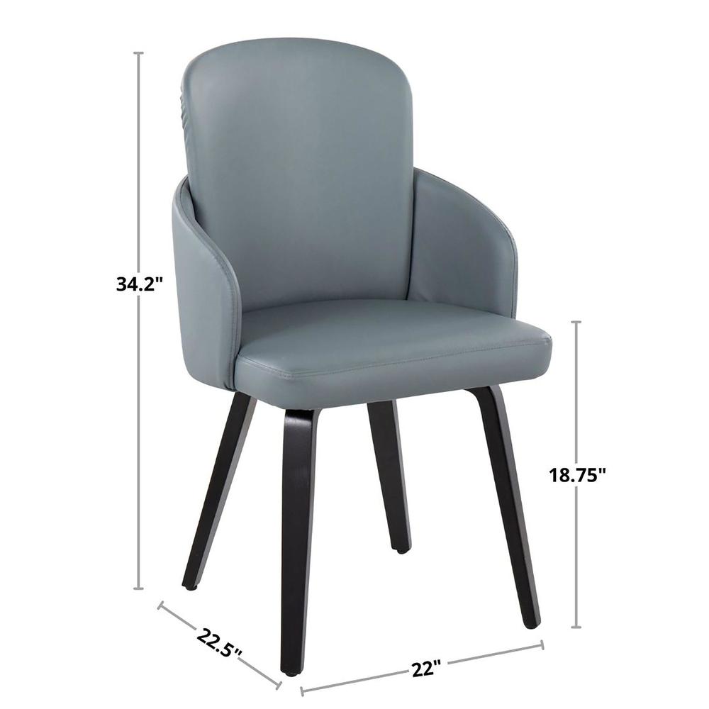 Grey PU, Chrome Dahlia Dining Chair - Set of 2. Picture 8