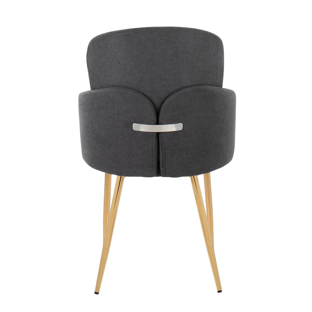 Gold Metal, Grey Fabric, Chrome Dahlia Dining Chair - Set of 2. Picture 5