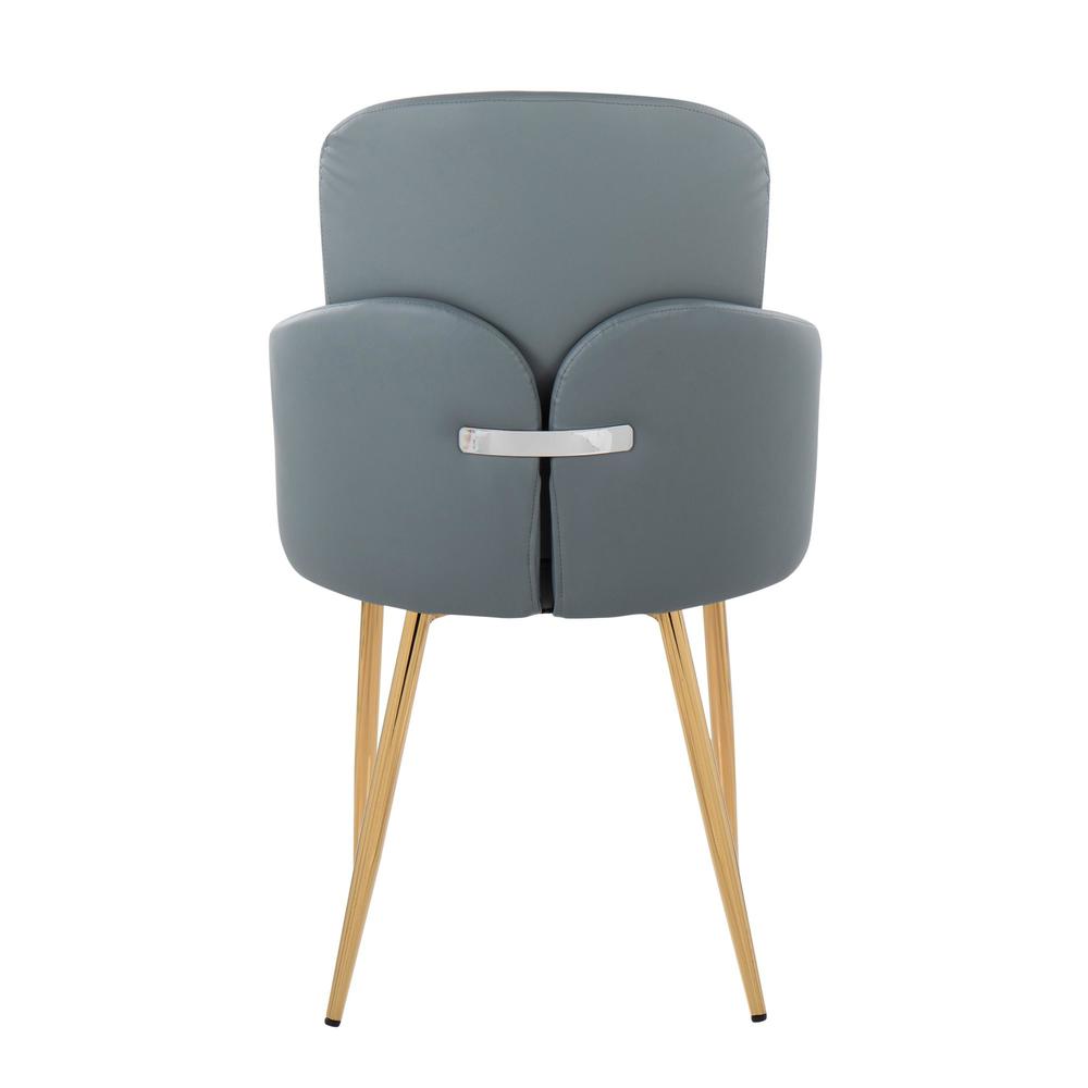 Gold Metal, Grey PU, Chrome Dahlia Dining Chair - Set of 2. Picture 5