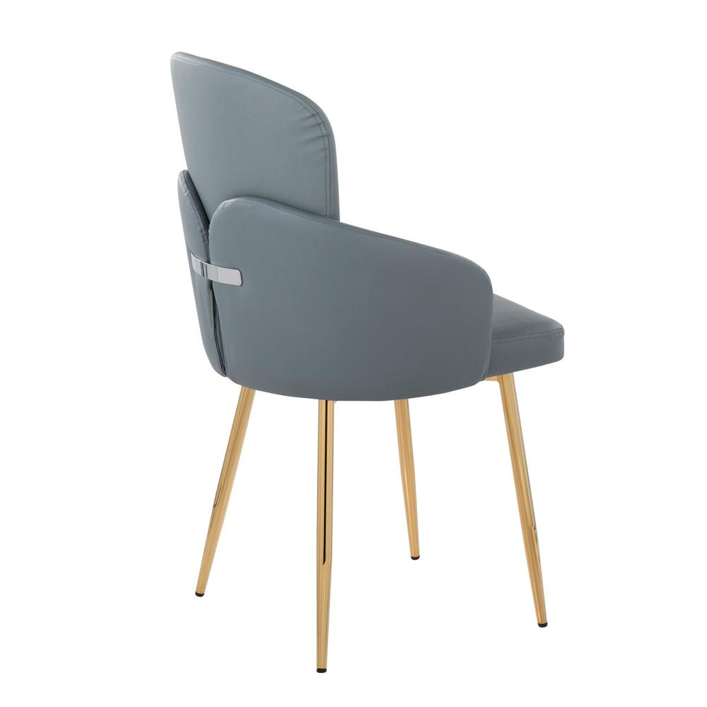 Gold Metal, Grey PU, Chrome Dahlia Dining Chair - Set of 2. Picture 4