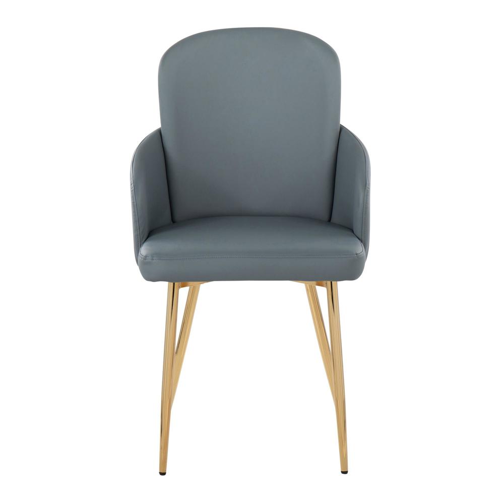 Gold Metal, Grey PU, Chrome Dahlia Dining Chair - Set of 2. Picture 6