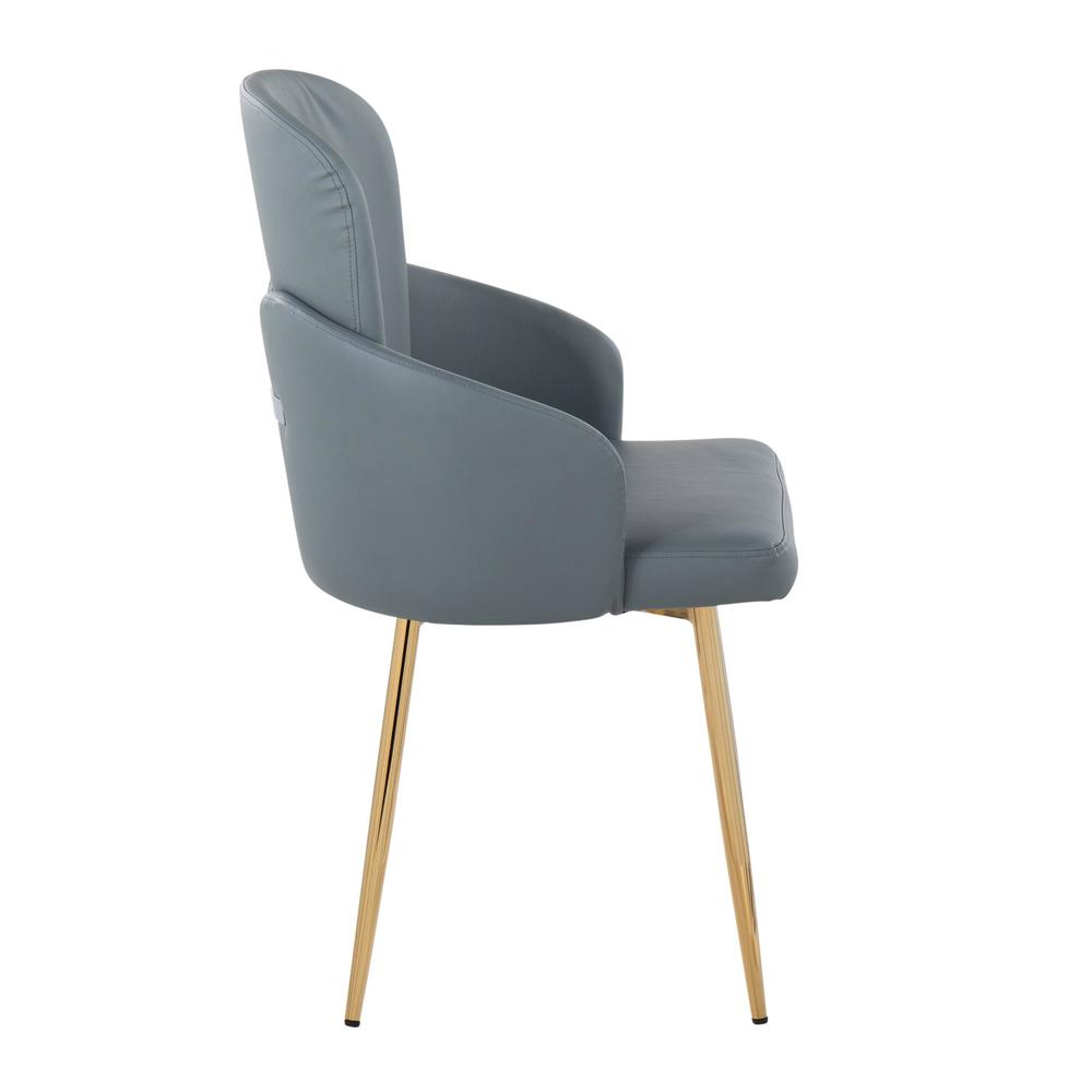 Gold Metal, Grey PU, Chrome Dahlia Dining Chair - Set of 2. Picture 3