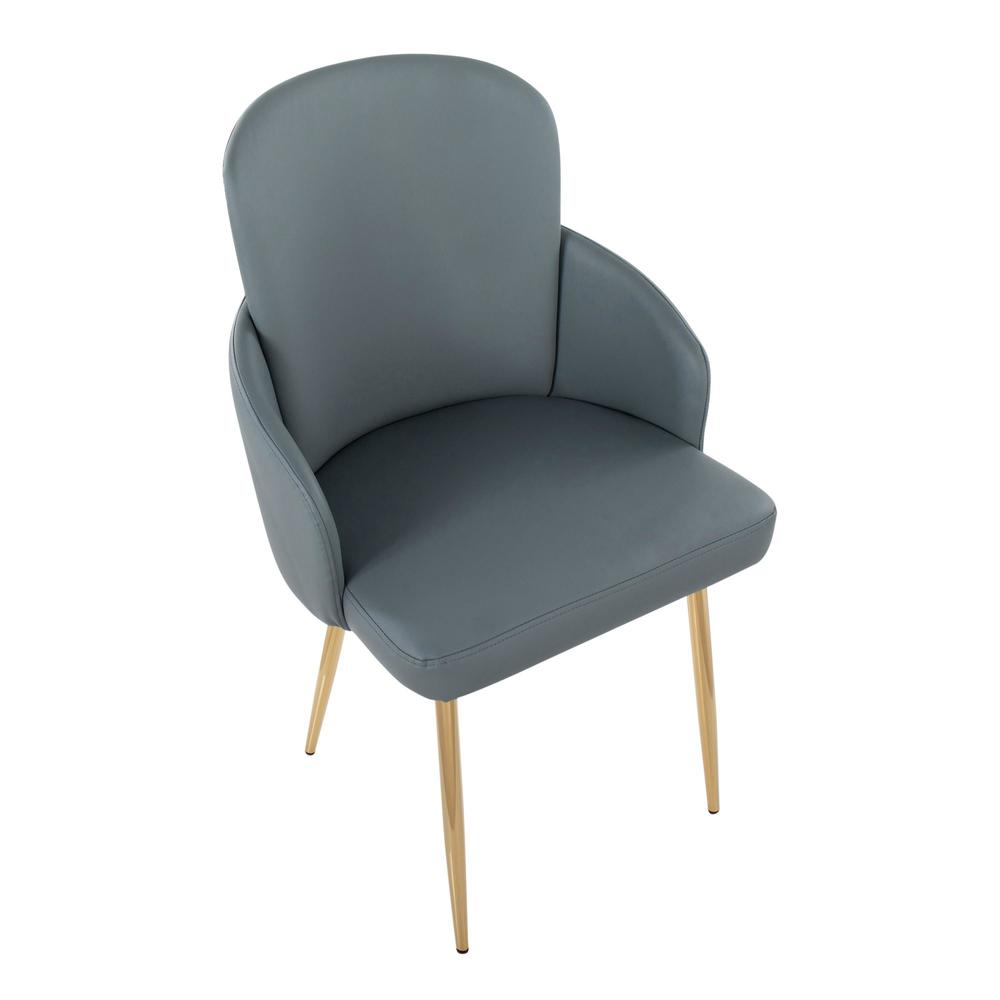 Gold Metal, Grey PU, Chrome Dahlia Dining Chair - Set of 2. Picture 7
