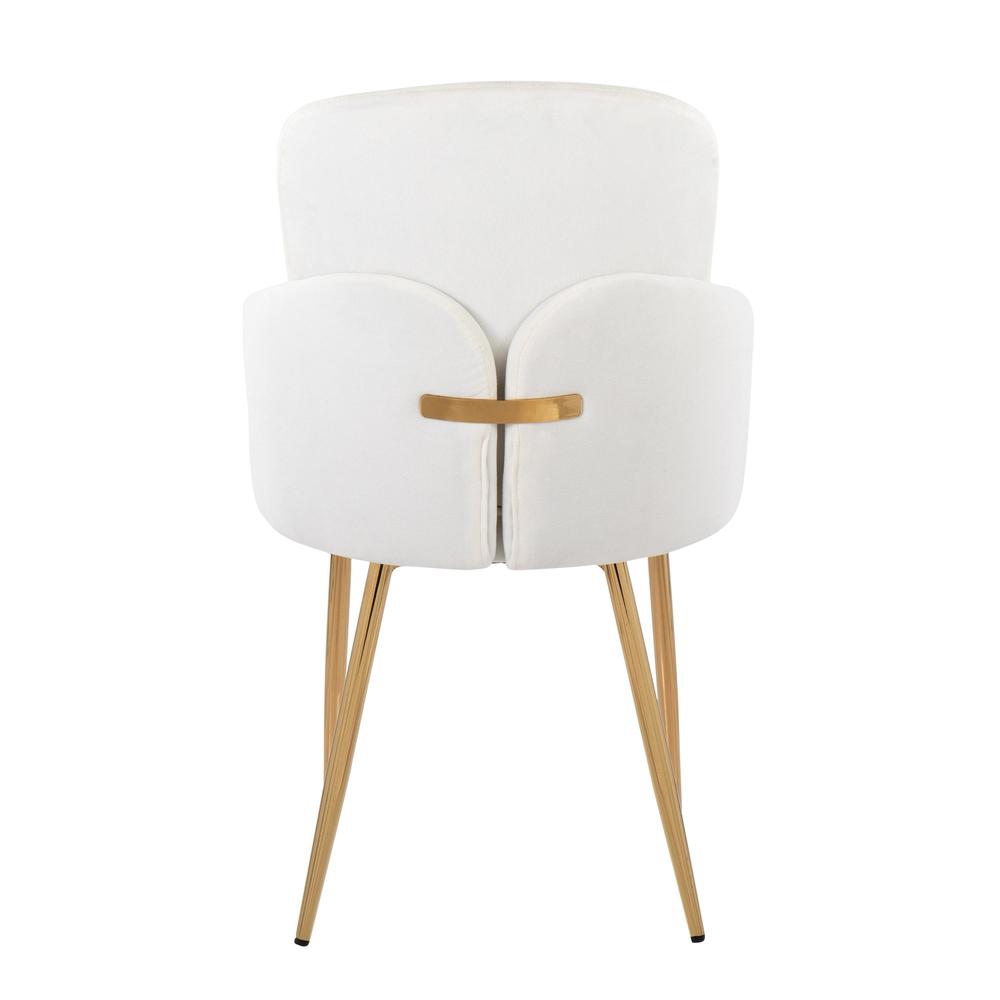 Gold Metal, Cream Velvet Dahlia Dining Chair - Set of 2. Picture 5