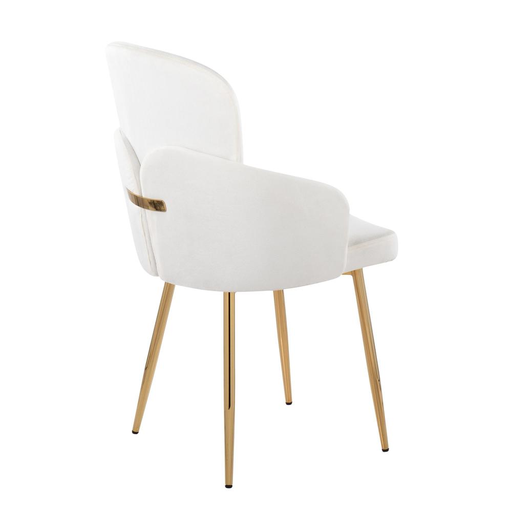 Gold Metal, Cream Velvet Dahlia Dining Chair - Set of 2. Picture 4