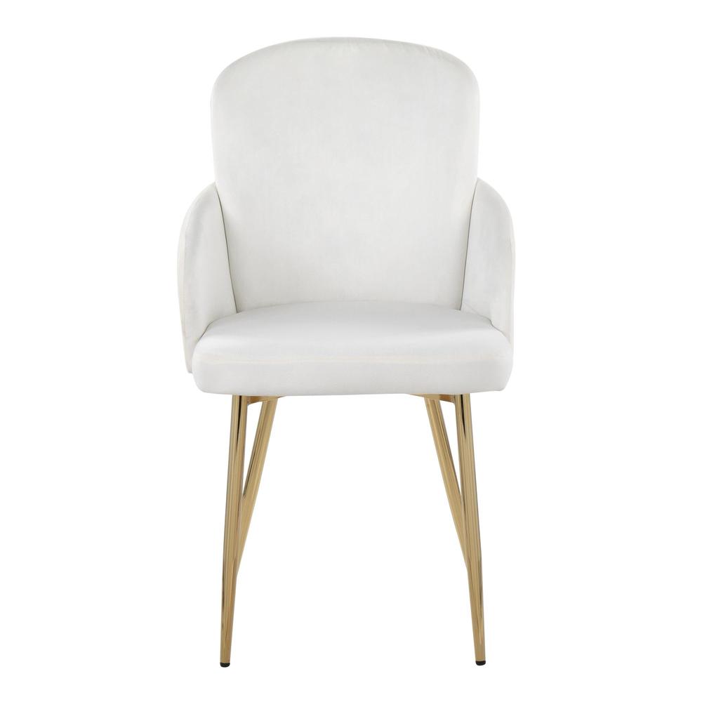 Gold Metal, Cream Velvet Dahlia Dining Chair - Set of 2. Picture 6