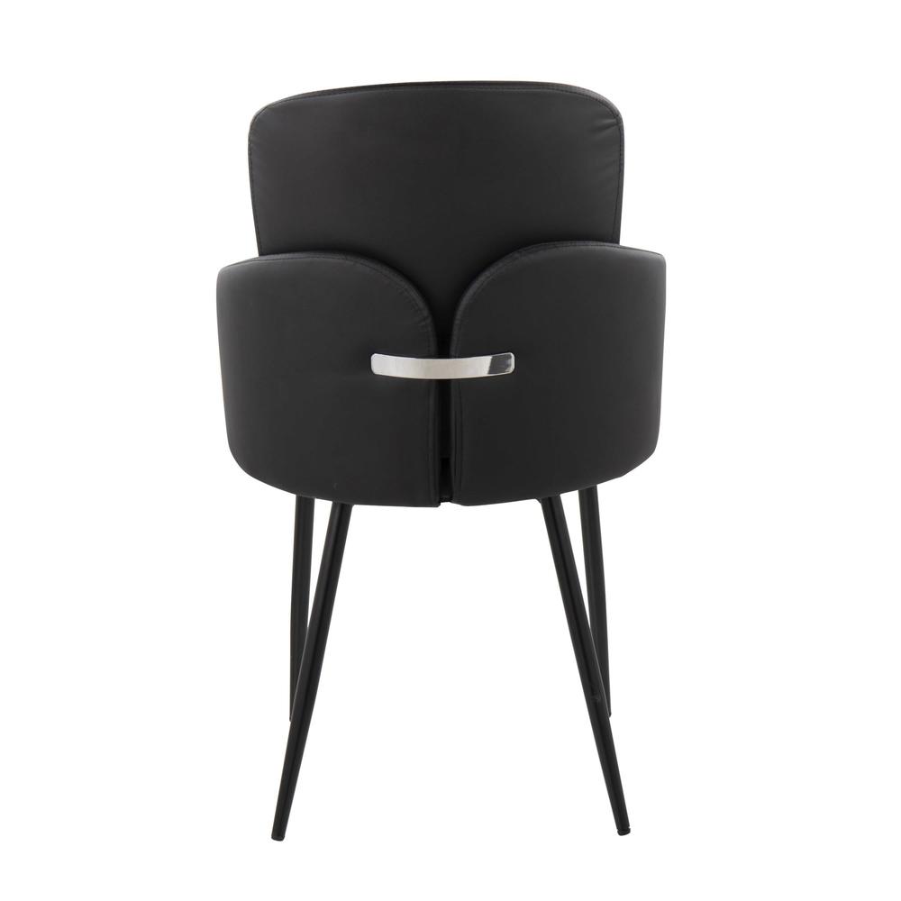 Black Metal, Black PU, Chrome Dahlia Dining Chair - Set of 2. Picture 5