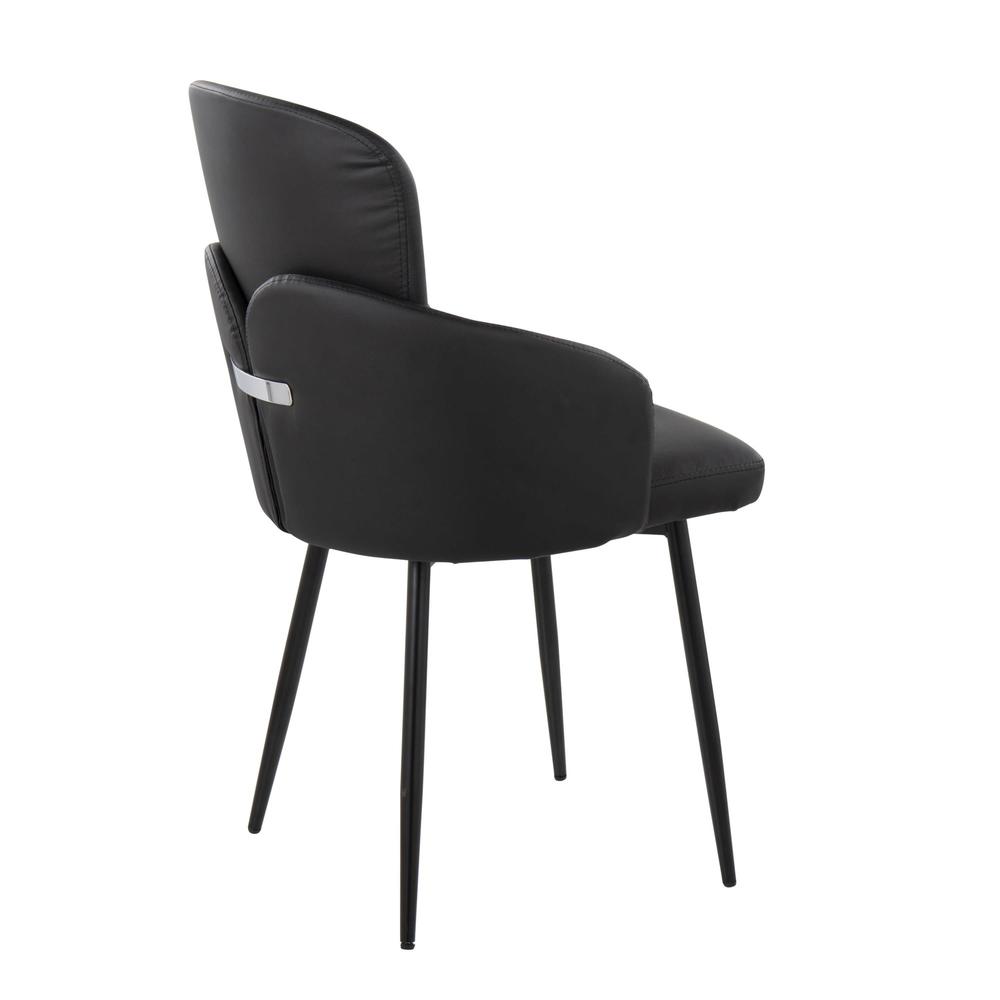 Black Metal, Black PU, Chrome Dahlia Dining Chair - Set of 2. Picture 4