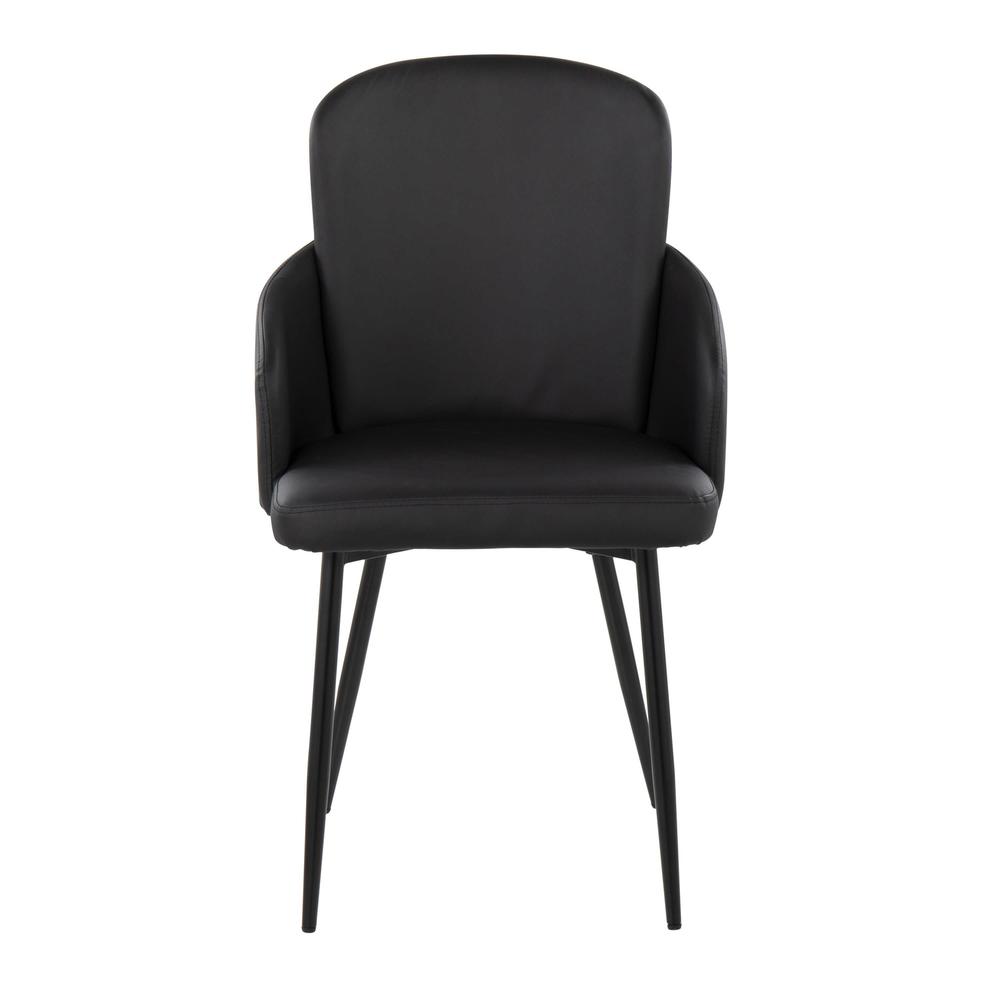Black Metal, Black PU, Chrome Dahlia Dining Chair - Set of 2. Picture 6