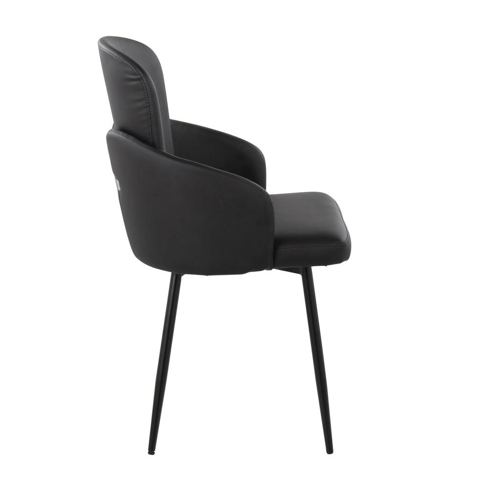 Black Metal, Black PU, Chrome Dahlia Dining Chair - Set of 2. Picture 3