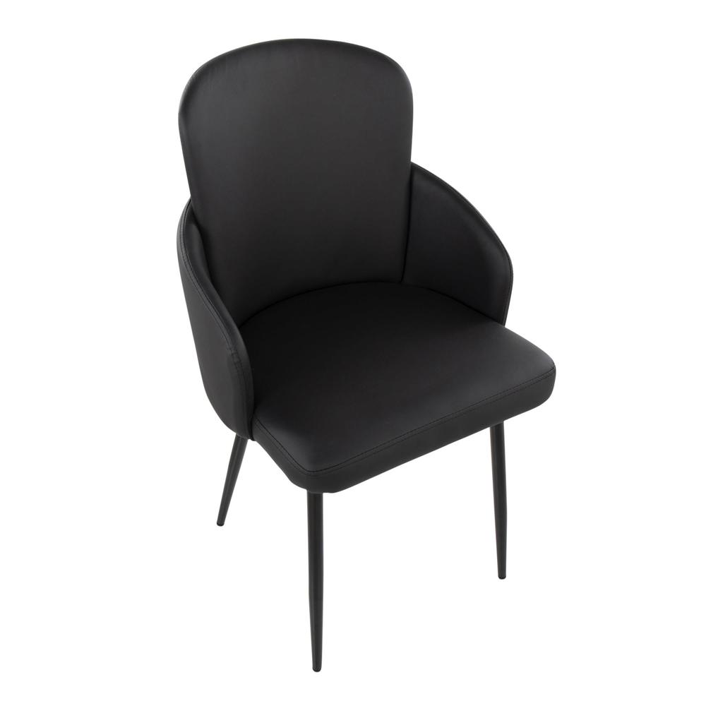 Black Metal, Black PU, Chrome Dahlia Dining Chair - Set of 2. Picture 7