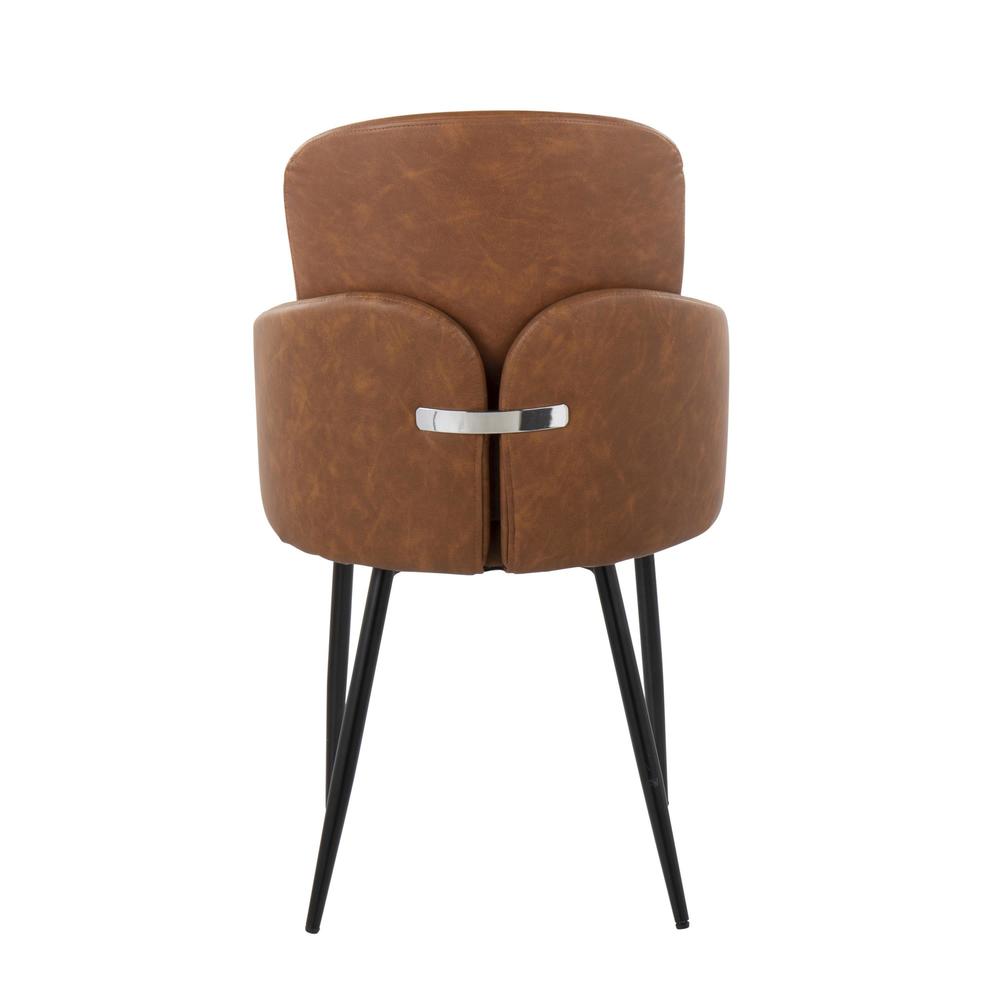 Black Metal, Camel PU, Chrome Dahlia Dining Chair - Set of 2. Picture 4