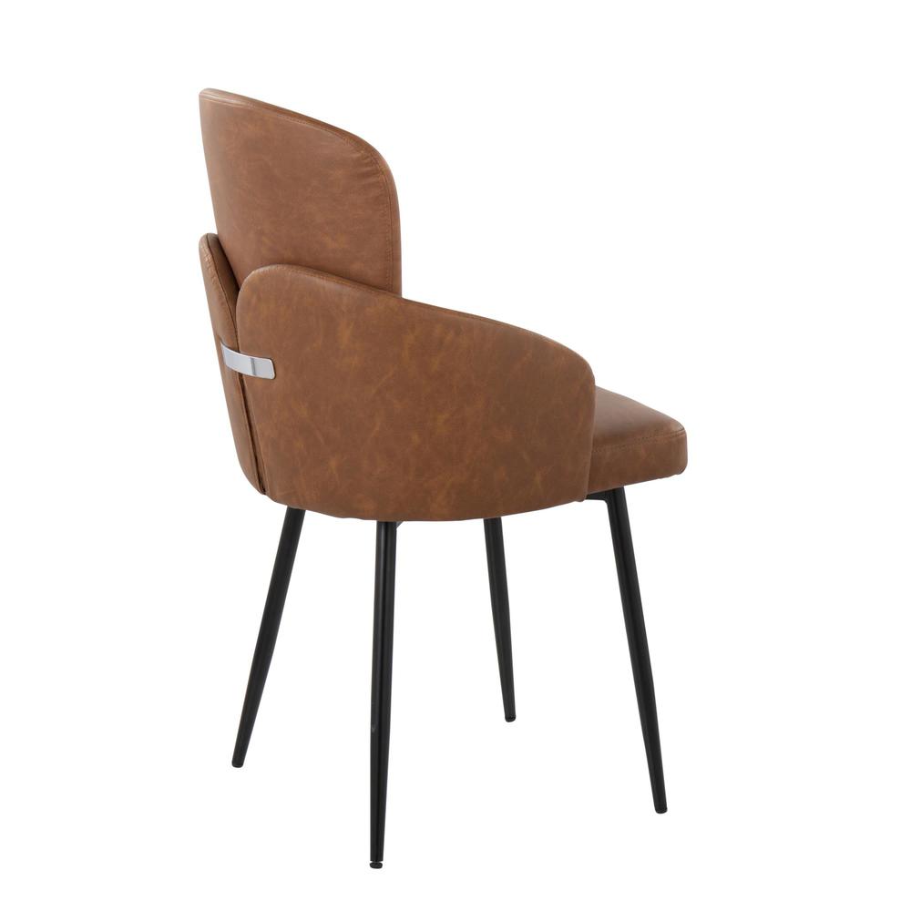 Black Metal, Camel PU, Chrome Dahlia Dining Chair - Set of 2. Picture 3