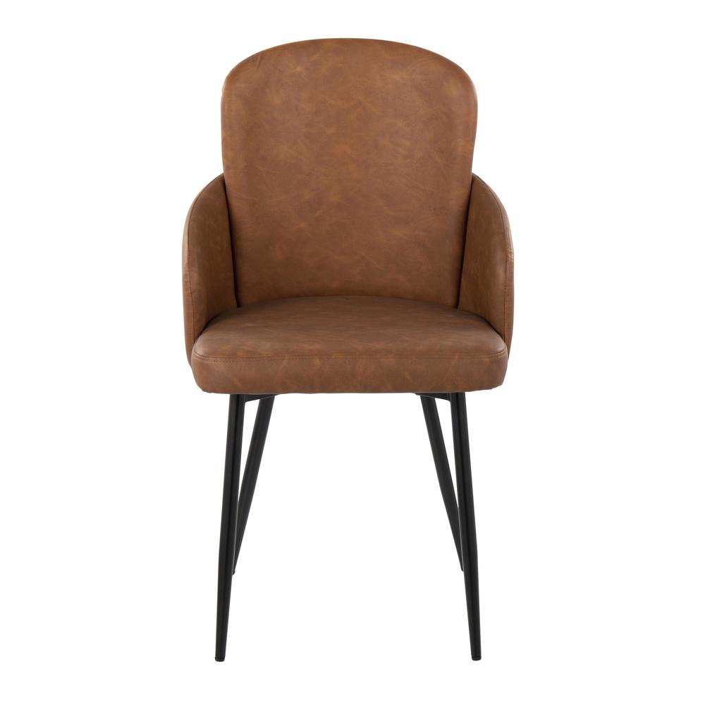 Black Metal, Camel PU, Chrome Dahlia Dining Chair - Set of 2. Picture 5