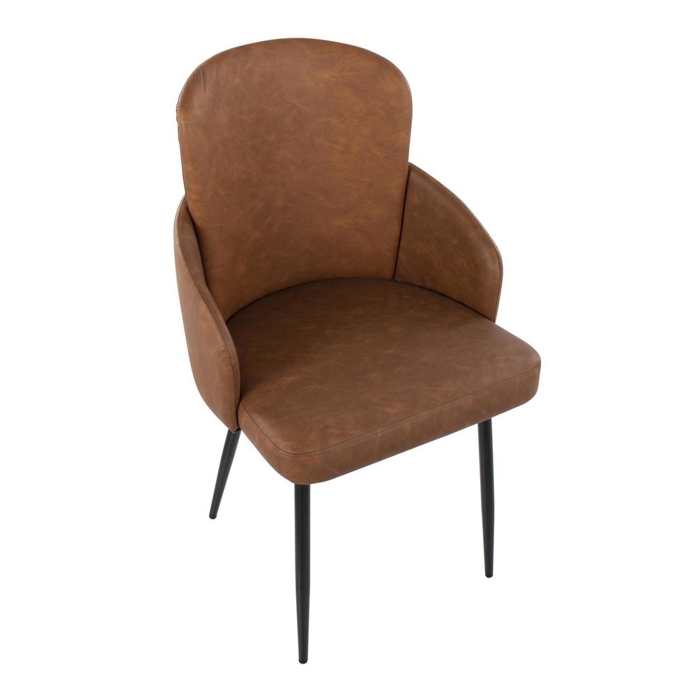 Black Metal, Camel PU, Chrome Dahlia Dining Chair - Set of 2. Picture 6